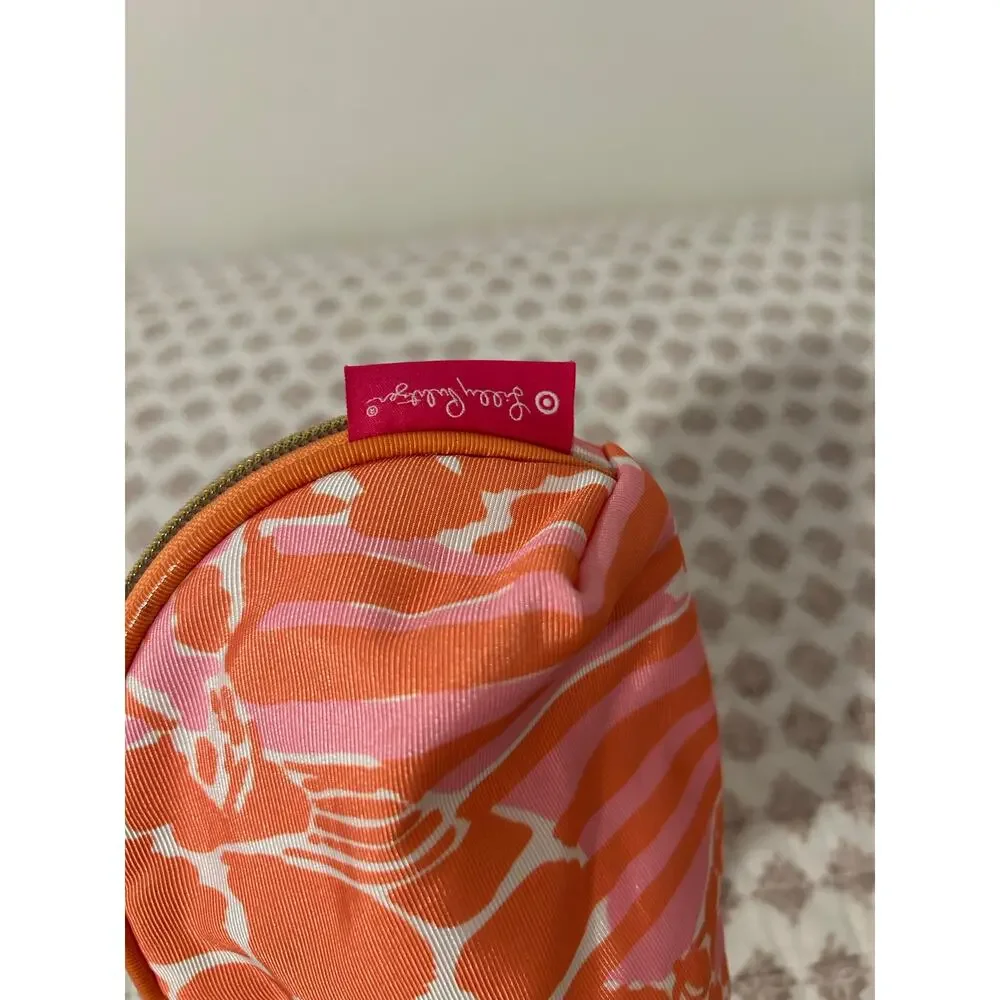 Lilly Pulitzer for Target Orange Pink Cosmetic Makeup Case Pouch Giraffeeey EUC